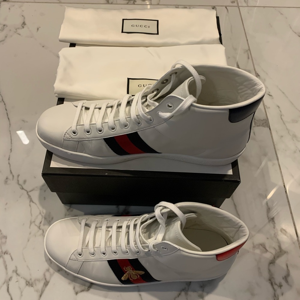 Men’s Gucci White Leather Ace Hightop Sneaker